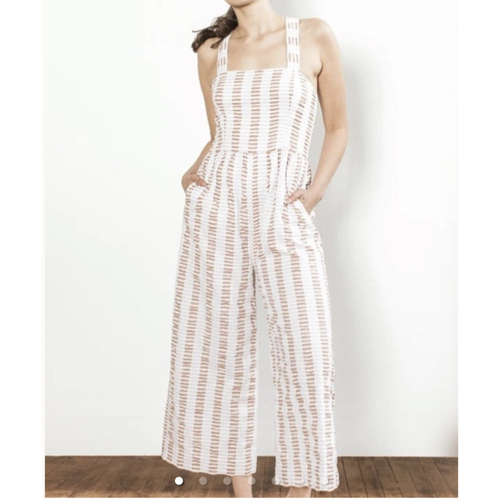Ace & Jig Romper Small White Aaron Square Neck Wide LEg Boho Summer Jumpsuit